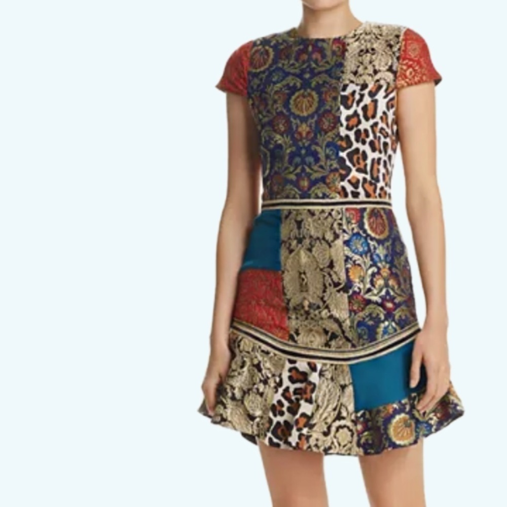 Alice + Olivia rapunzel patchwork dress